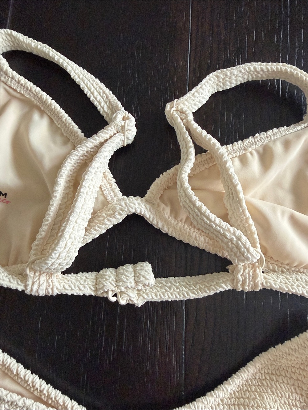 PacSun Cream Textured Triangle Bikini Set - Neutral Cream - Picture 6 of 7